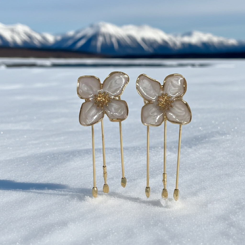 Elegant Four Petal Flower Earrings For Women, Daily Wear Flower Earrings For Women, Stylish Four Petal Earrings  Gift, Stainless Steel