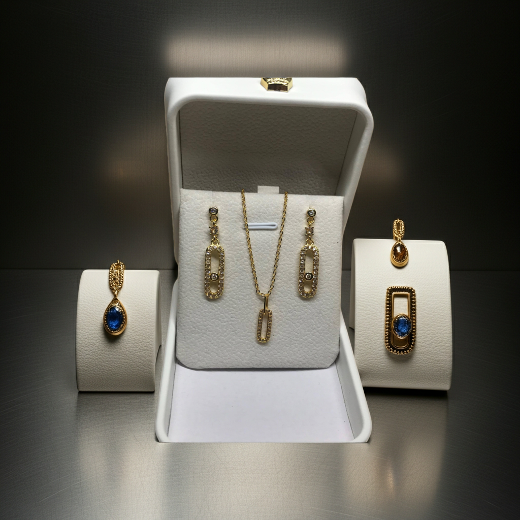 Timeless Gold Crystal Necklace & Earrings Set for Women