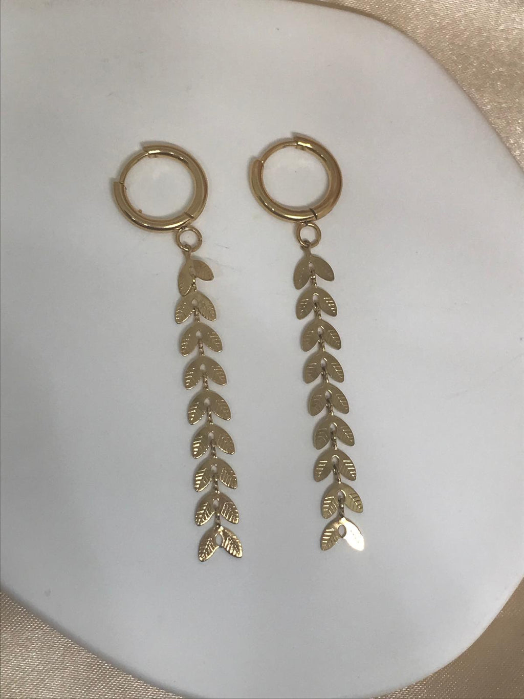 Gold Leaf Drop Stainless Steal  Earrings - Elegant Botanical Design