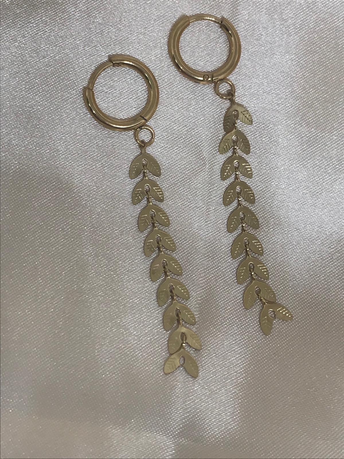 Gold Leaf Drop Stainless Steal  Earrings - Elegant Botanical Design