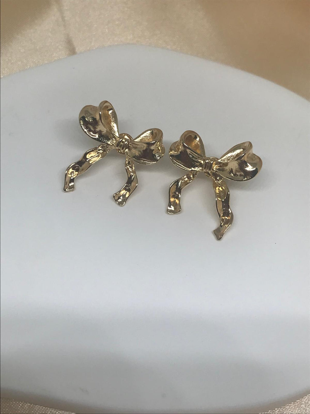 Gold Bow Stainless Steal Stud Earrings - Elegant Ribbon Design