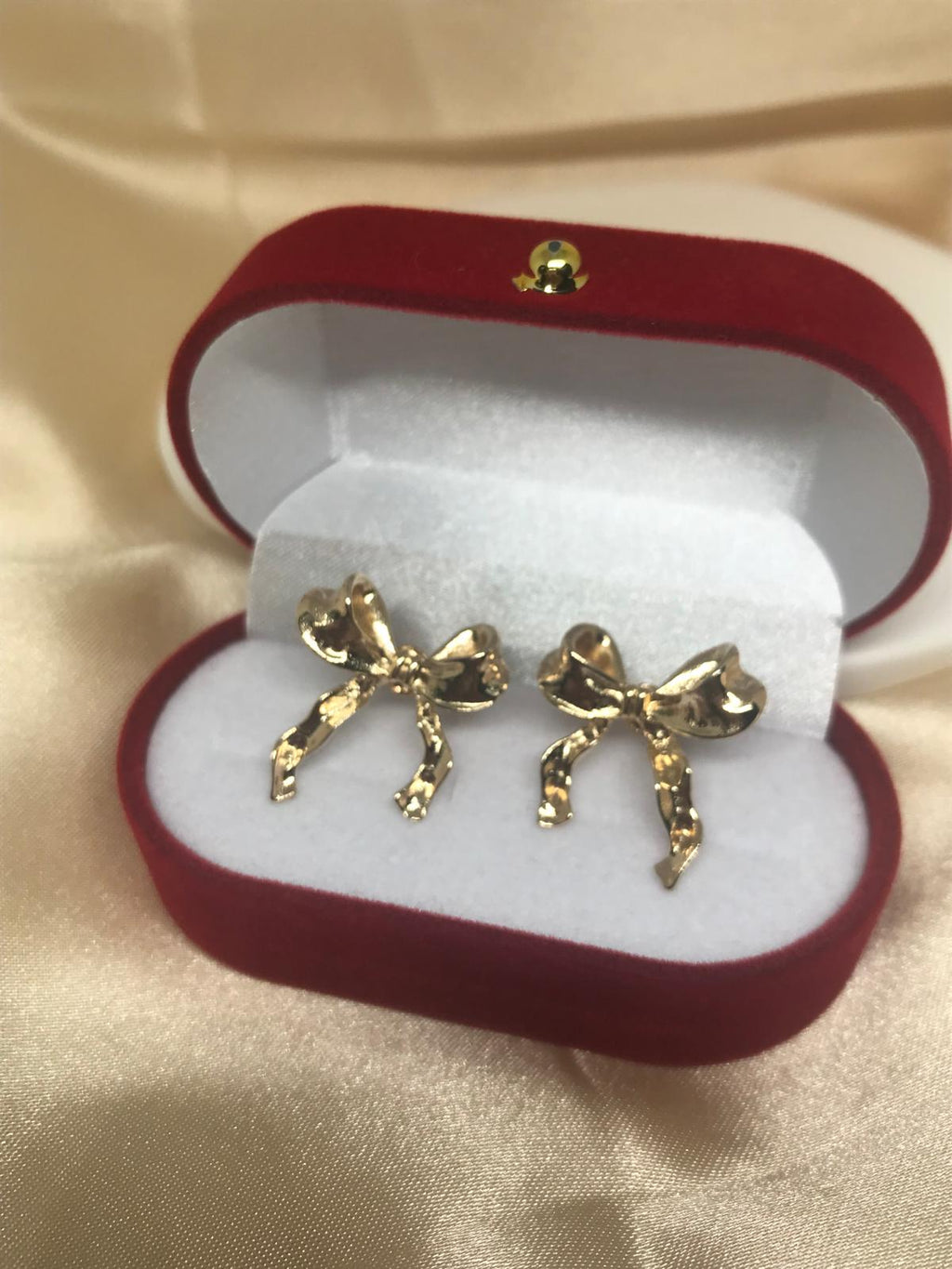 Gold Bow Stainless Steal Stud Earrings - Elegant Ribbon Design