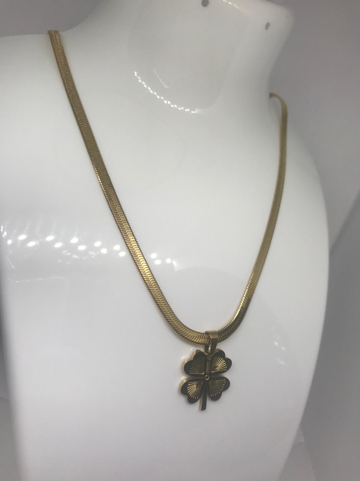 Gold Four Leaf Clover Necklace - Lucky Charm Pendant