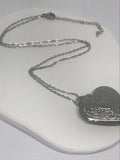 Silver Heart Locket Necklace - Engraved Photo Pendant