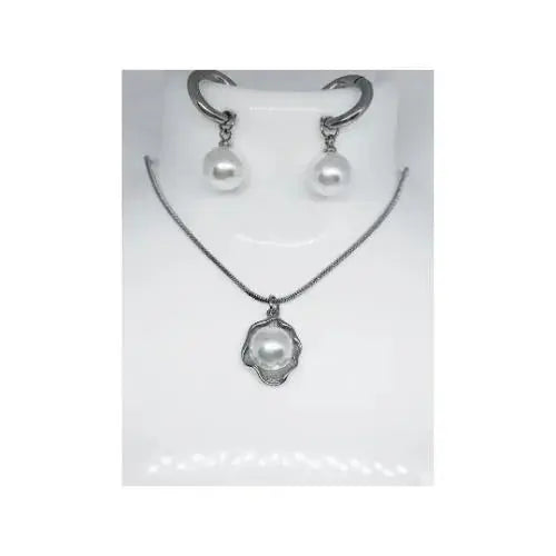 Minimalist Design Stainless Steel Seashell & Faux Pearl Pendant With Non-Fading Snake Chain Collarbone Necklace and Earrings  For Women's .