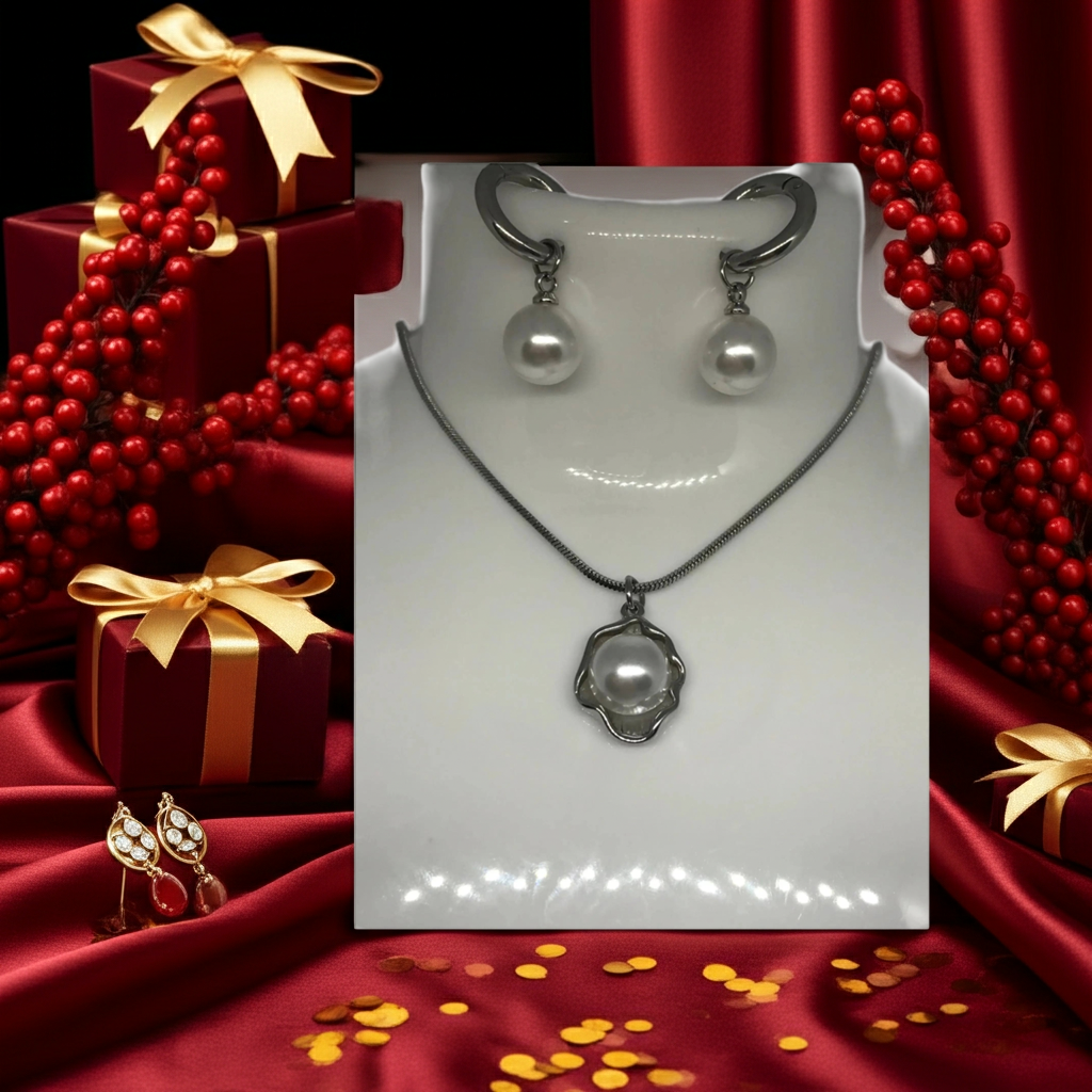 Minimalist Design Stainless Steel Seashell & Faux Pearl Pendant With Non-Fading Snake Chain Collarbone Necklace and Earrings  For Women's .