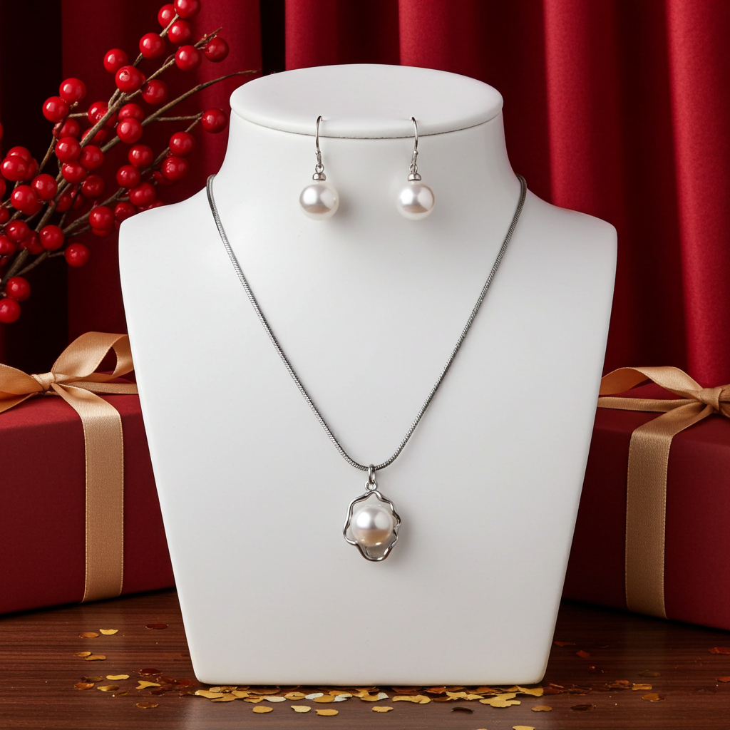 Minimalist Design Stainless Steel Seashell & Faux Pearl Pendant With Non-Fading Snake Chain Collarbone Necklace and Earrings  For Women's .