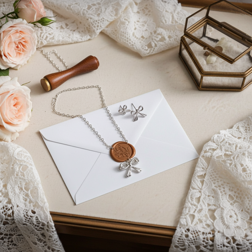 Silver Bowknot Pendant Necklace , Stainless Steel , Charm , Good Gift Choice , Elegant , Luxury time , Rust free shine and Earrings Set.