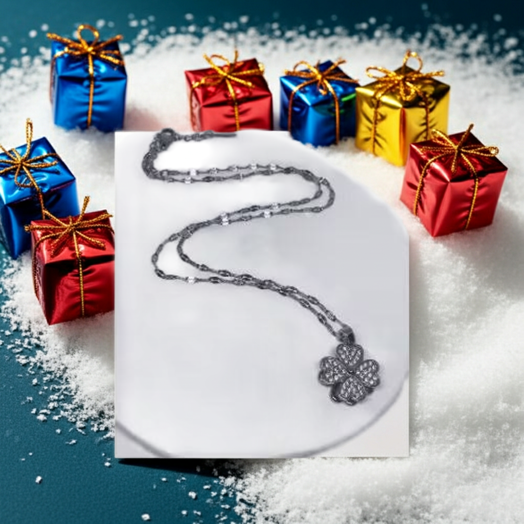 Stainless Steel Necklace  , 18K Gold Plated Four Leaf