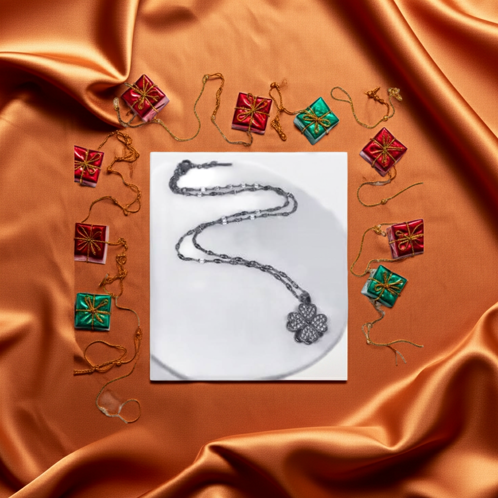 Stainless Steel Necklace  , 18K Gold Plated Four Leaf