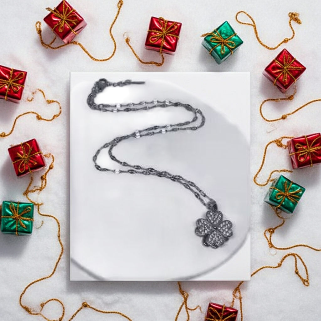 Stainless Steel Necklace  , 18K Gold Plated Four Leaf