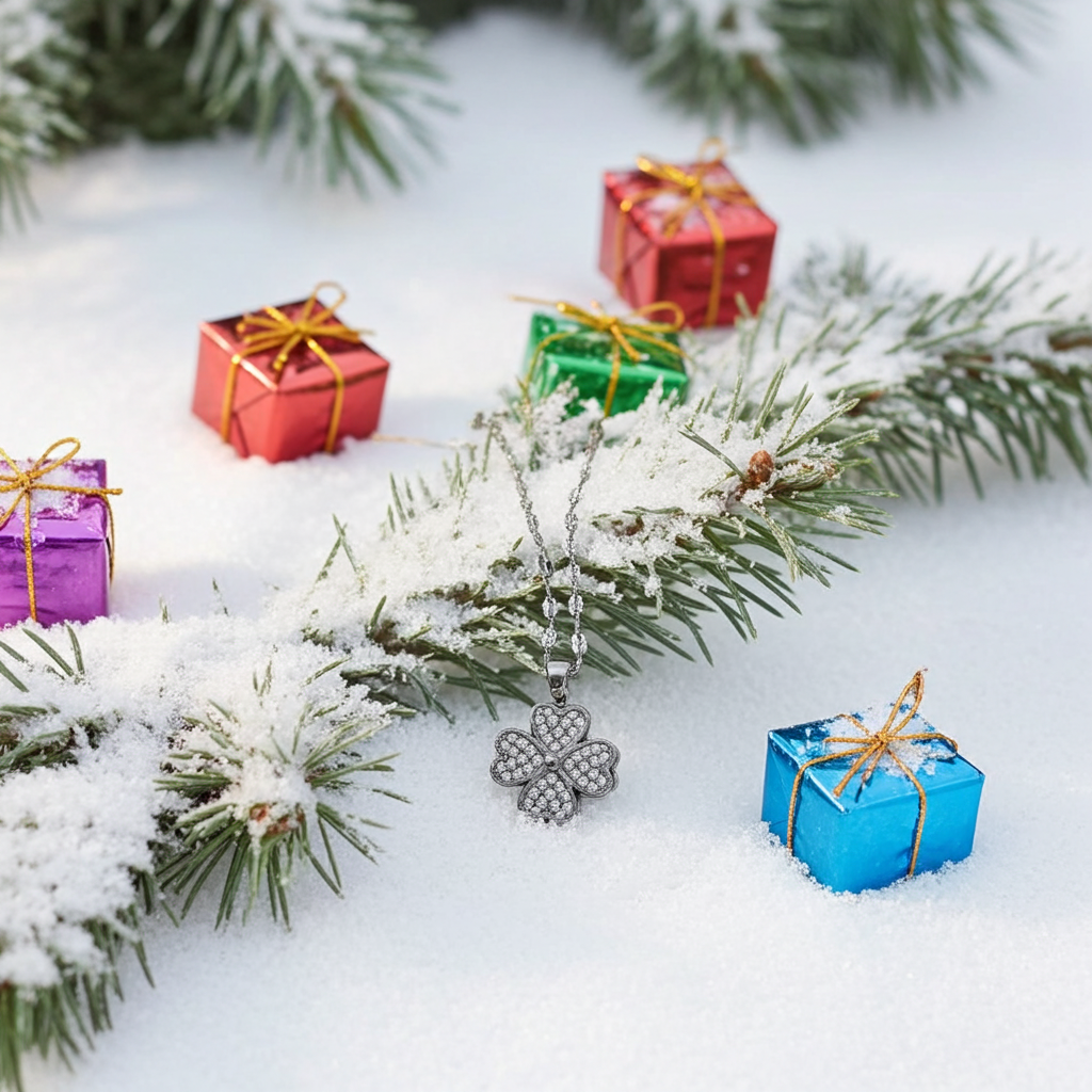 Stainless Steel Necklace  , 18K Gold Plated Four Leaf