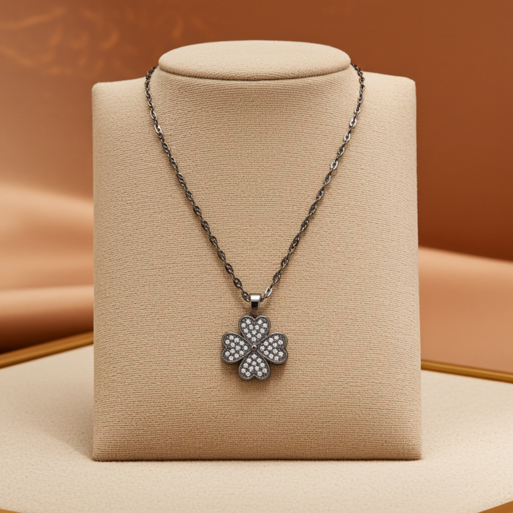 Stainless Steel Necklace  , 18K Gold Plated Four Leaf