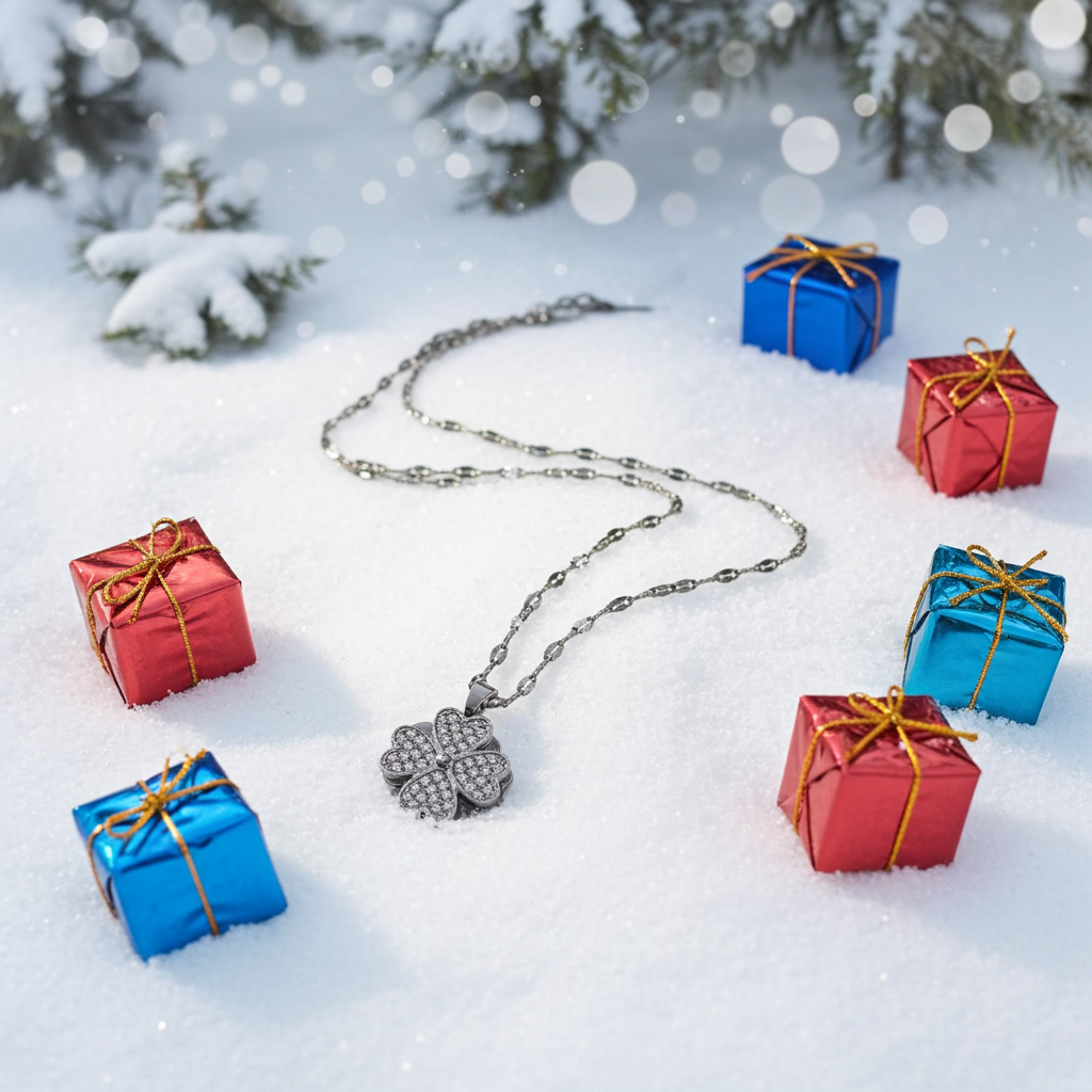 Stainless Steel Necklace  , 18K Gold Plated Four Leaf