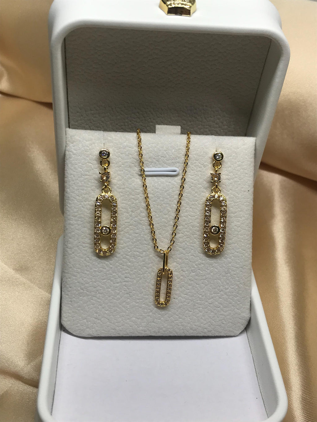 European and American Personality ,Jewellery Set Necklace and Earrings. Pendant Gold Plated , Stainless Steel ,