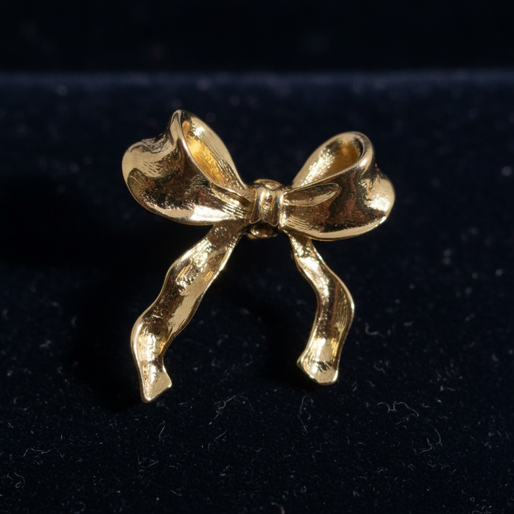 Gold Bow Stainless Steal Stud Earrings - Elegant Ribbon Design