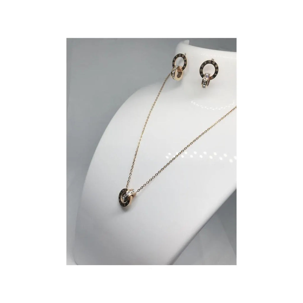 Roman Numeral Crystal Jewellery Set, Necklace & Earrings , Luxury 3PCS Roman Numeral Jewellery Set for Women