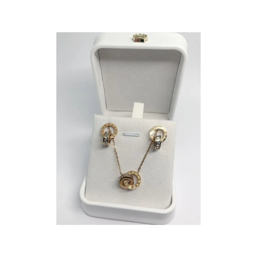 Roman Numeral Crystal Jewellery Set, Necklace & Earrings , Luxury 3PCS Roman Numeral Jewellery Set for Women