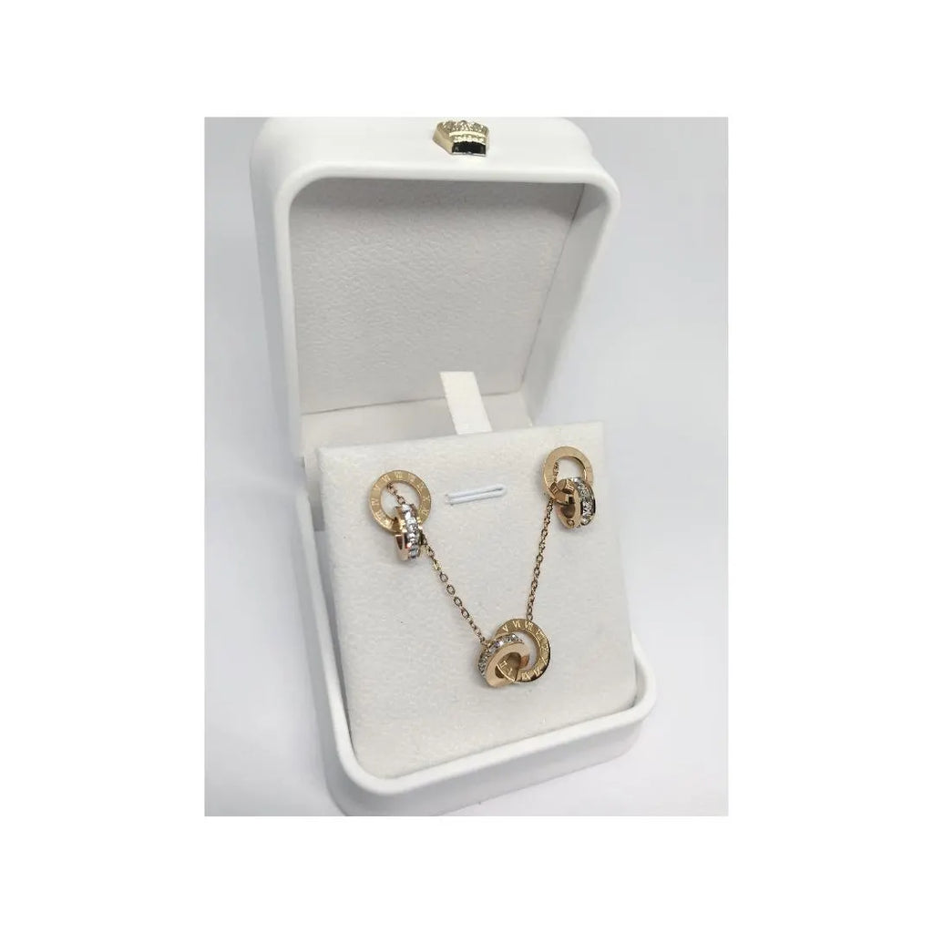 Roman Numeral Crystal Jewellery Set, Necklace & Earrings , Luxury 3PCS Roman Numeral Jewellery Set for Women