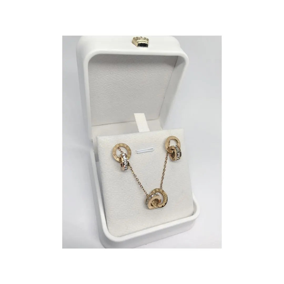 Roman Numeral Crystal Jewellery Set, Necklace & Earrings , Luxury 3PCS Roman Numeral Jewellery Set for Women