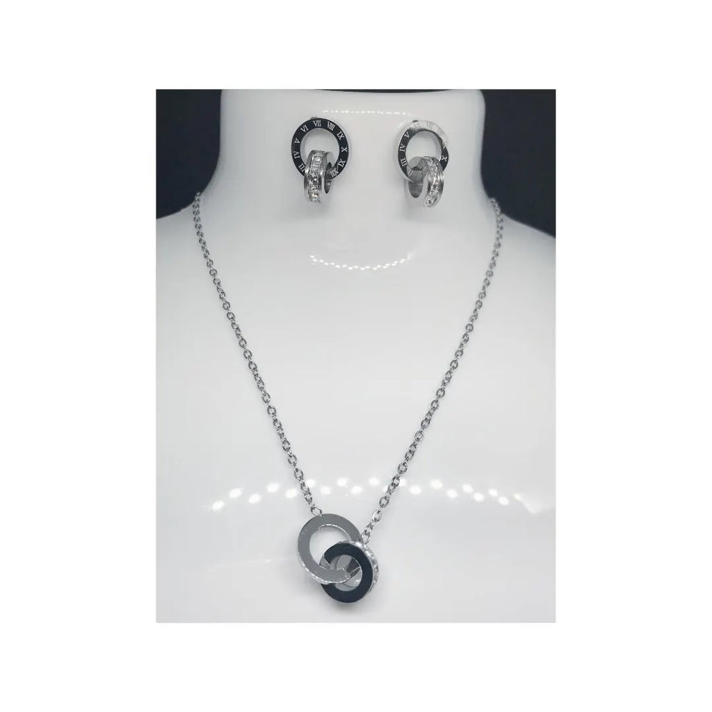 Silver Roman Numeral Crystal Jewellery Set , Stainless Steel