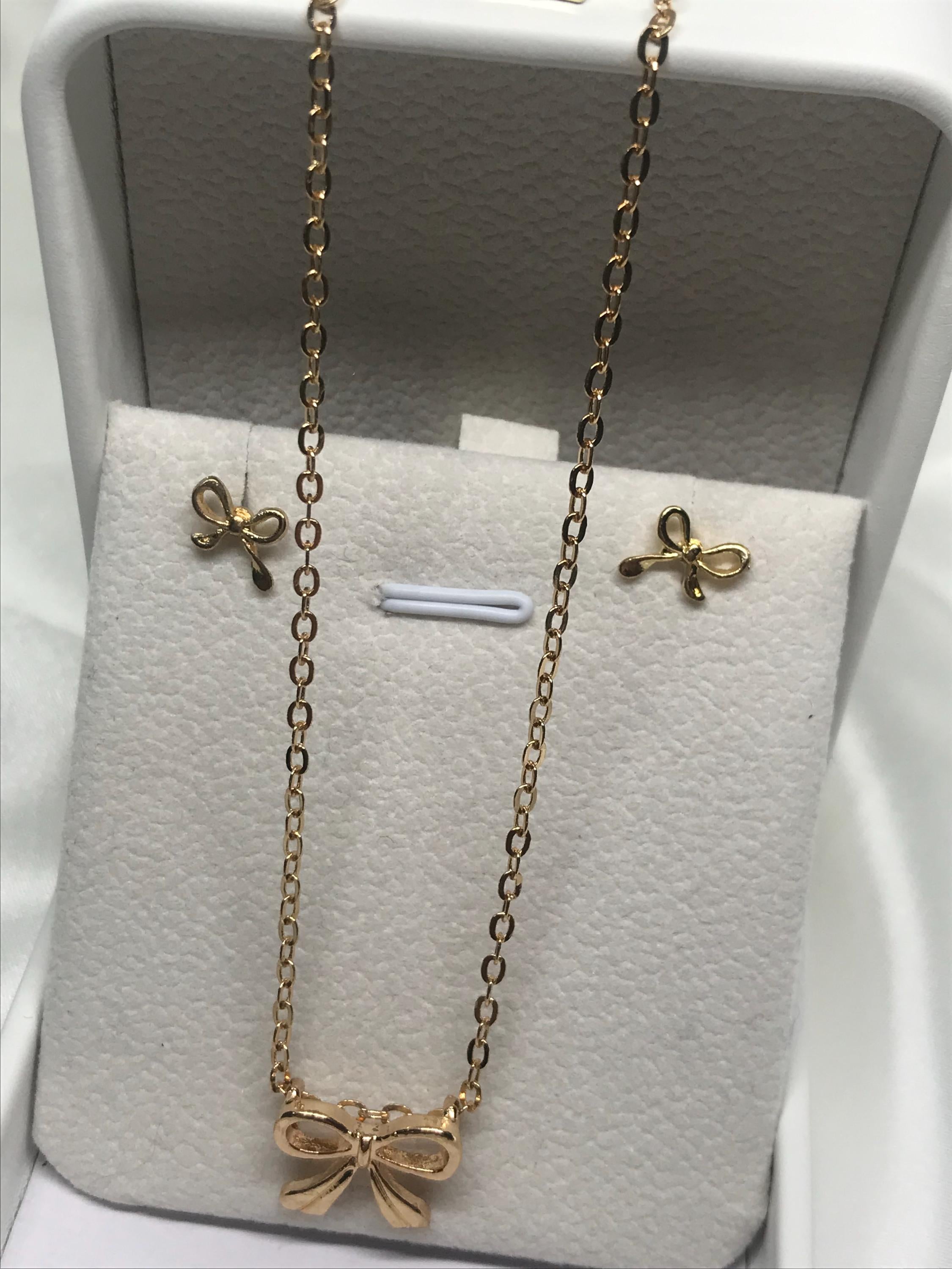 Bow Stainless Steal Hypoallergenic Necklace and Earrings.