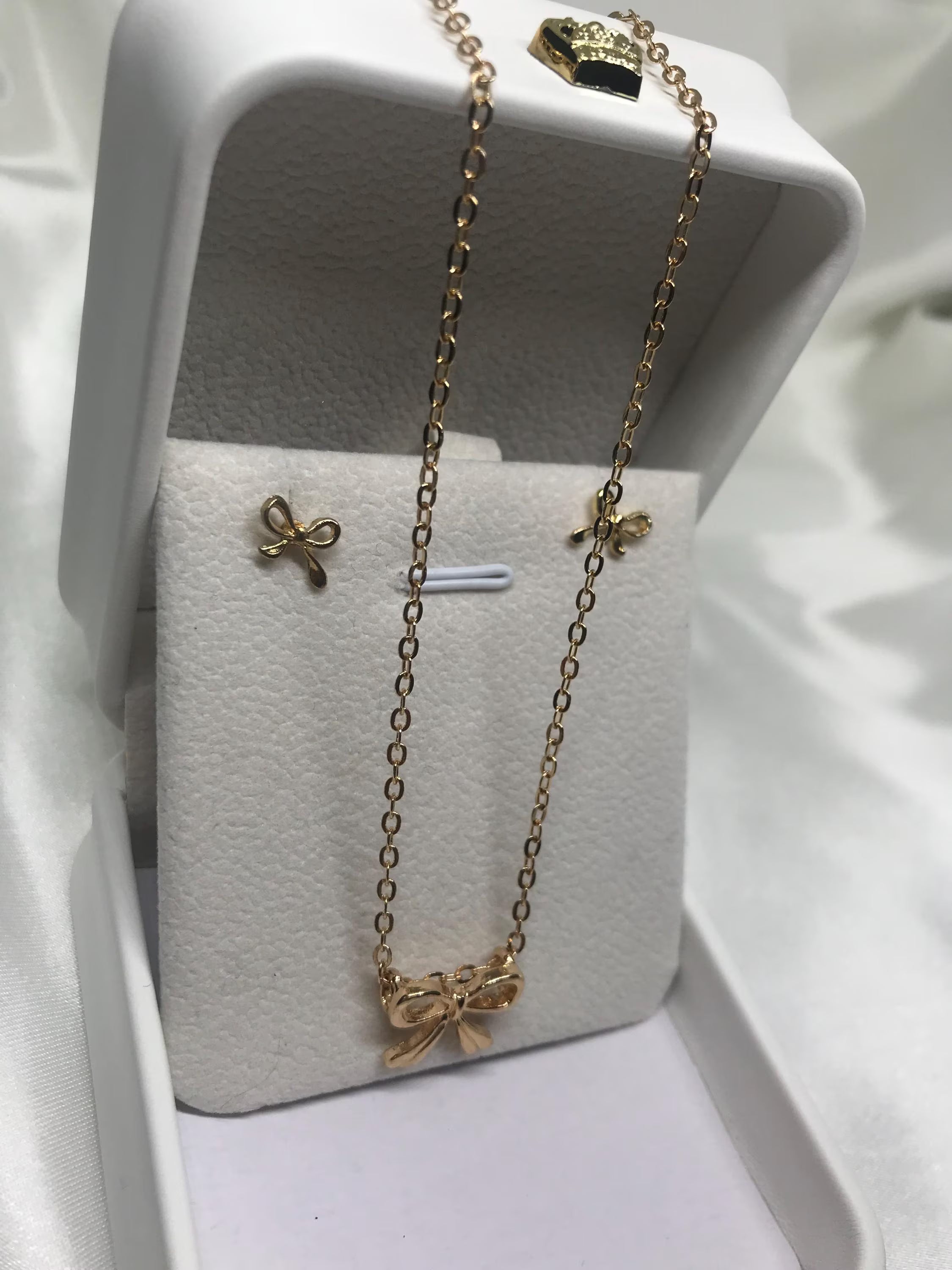 Bow Stainless Steal Hypoallergenic Necklace and Earrings.